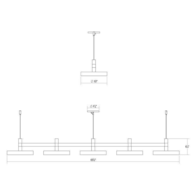 SONNEMAN Systema Staccato 5-Light LED Brass Pan Shade Linear Suspension Pendant Light