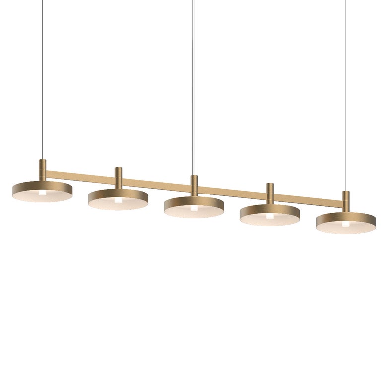 SONNEMAN Systema Staccato 5-Light LED Brass Pan Shade Linear Suspension Pendant Light