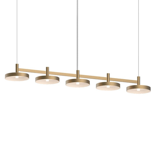 SONNEMAN Systema Staccato 5-Light LED Brass Pan Shade Linear Suspension Pendant Light