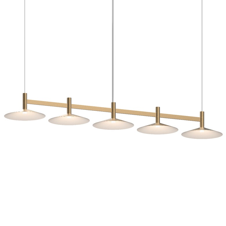 SONNEMAN Systema Staccato 5-Light LED Brass Shallow Cone Shade Linear Suspension Pendant Light