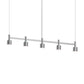 SONNEMAN Systema Staccato 5-Light LED Bright Satin Aluminum Drum Shade Linear Suspension Pendant Light