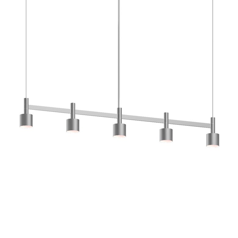 SONNEMAN Systema Staccato 5-Light LED Bright Satin Aluminum Drum Shade Linear Suspension Pendant Light