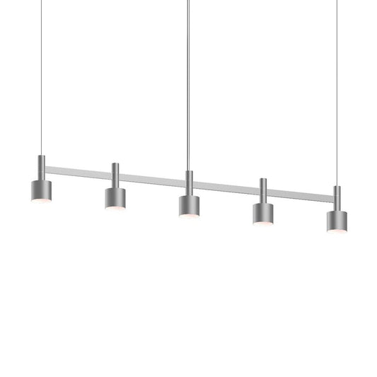SONNEMAN Systema Staccato 5-Light LED Bright Satin Aluminum Drum Shade Linear Suspension Pendant Light