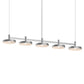 SONNEMAN Systema Staccato 5-Light LED Bright Satin Aluminum Pan Shade Linear Suspension Pendant Light