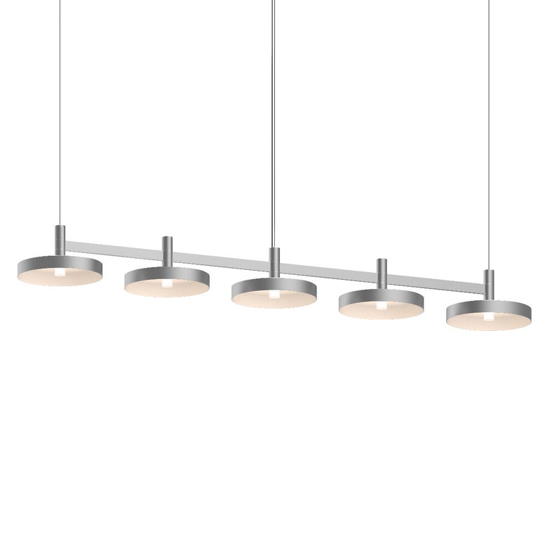 SONNEMAN Systema Staccato 5-Light LED Bright Satin Aluminum Pan Shade Linear Suspension Pendant Light