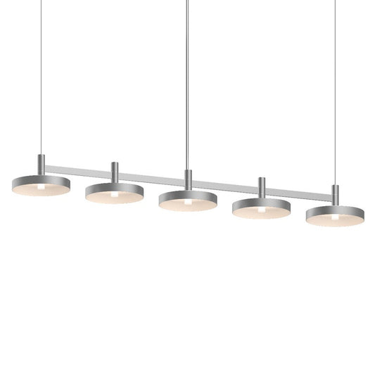 SONNEMAN Systema Staccato 5-Light LED Bright Satin Aluminum Pan Shade Linear Suspension Pendant Light