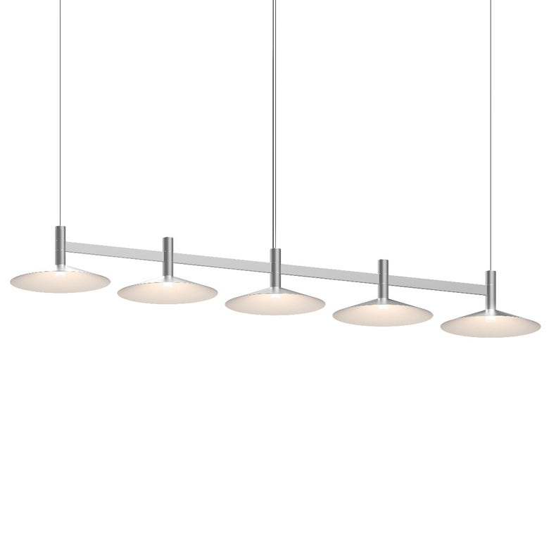 SONNEMAN Systema Staccato 5-Light LED Bright Satin Aluminum Shallow Cone Shade Linear Suspension Pendant Light