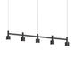 SONNEMAN Systema Staccato 5-Light LED Satin Black Drum Shade Linear Suspension Pendant Light