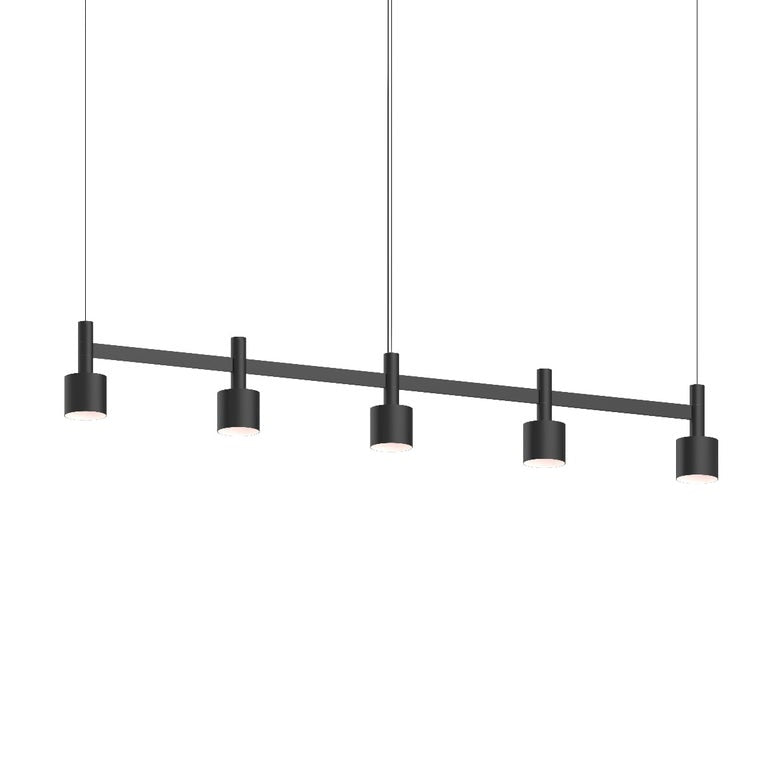 SONNEMAN Systema Staccato 5-Light LED Satin Black Drum Shade Linear Suspension Pendant Light