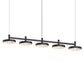 SONNEMAN Systema Staccato 5-Light LED Satin Black Pan Shade Linear Suspension Pendant Light