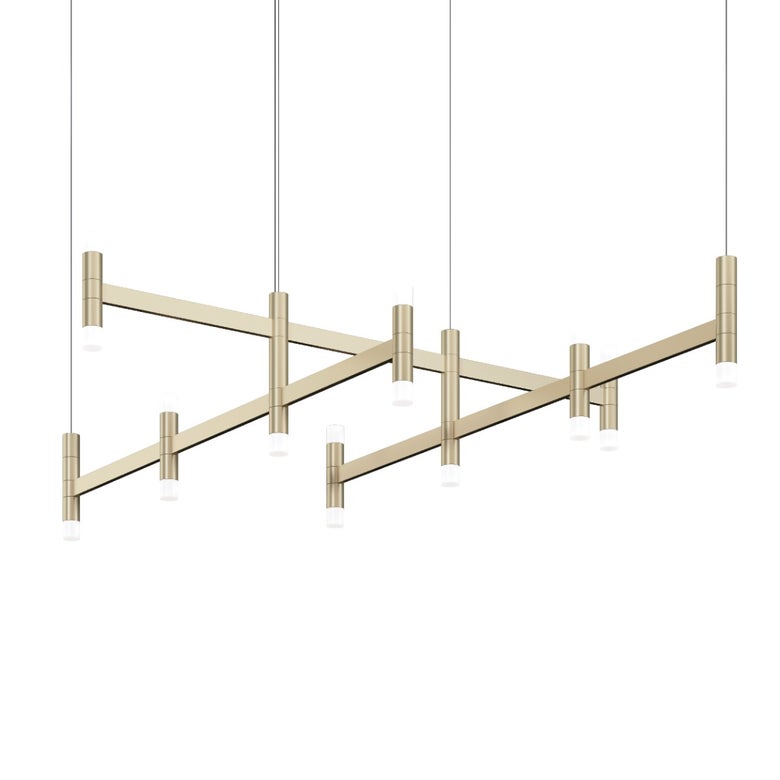 SONNEMAN Systema Staccato Hash 16-Light Brass Frosted Acrylic Shade Chandelier