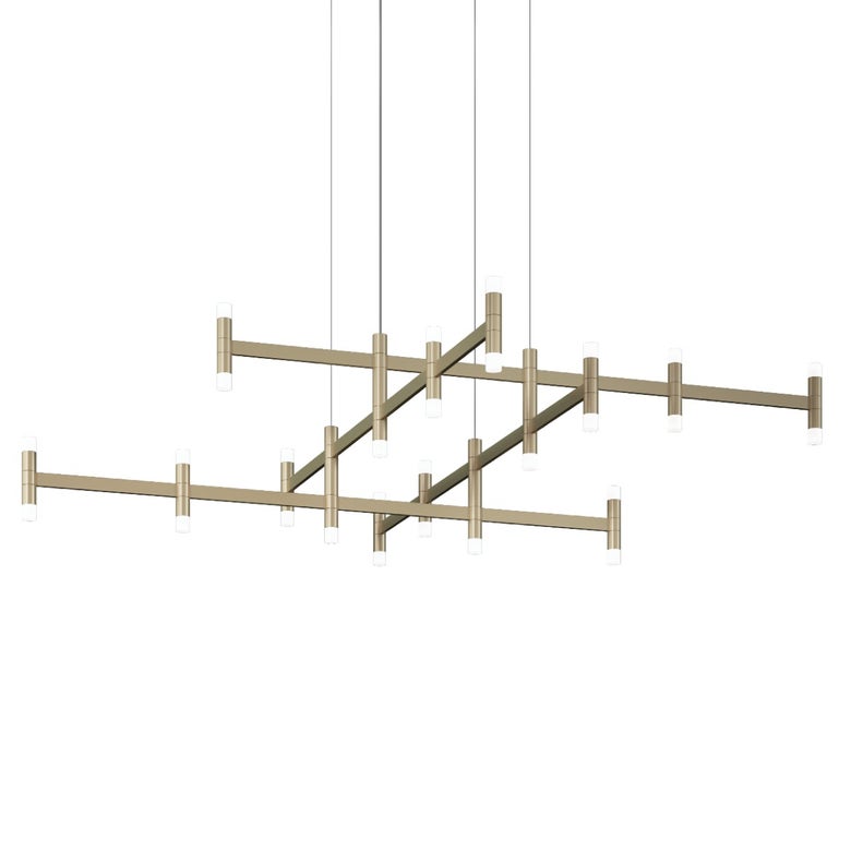 SONNEMAN Systema Staccato Hash 28-Light Brass Frosted Acrylic Shade Chandelier