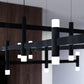 SONNEMAN Systema Staccato Hash 28-Light Satin Black Frosted Acrylic Shade Chandelier
