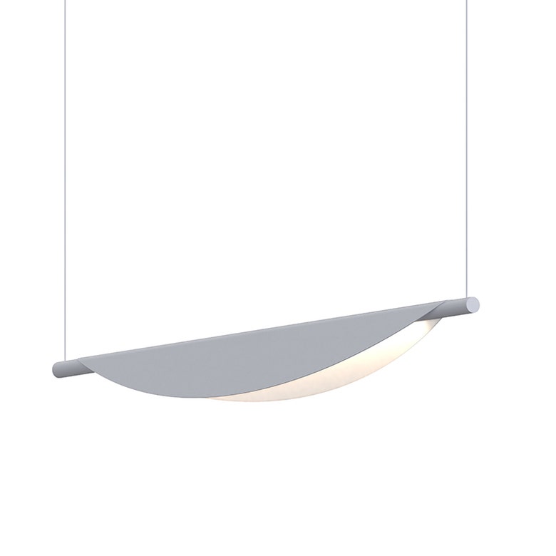 SONNEMAN Tela 40" 1-Light LED Dove Gray Metal Shade Single Pendant Light