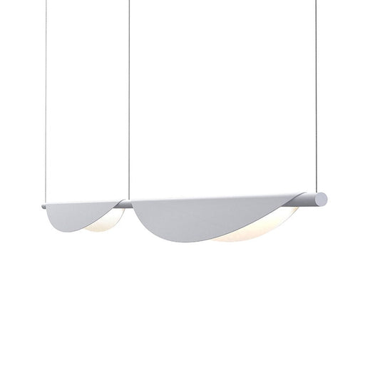 SONNEMAN Tela 79" 2-Light LED Dove Gray Metal Shade Double Pendant Light