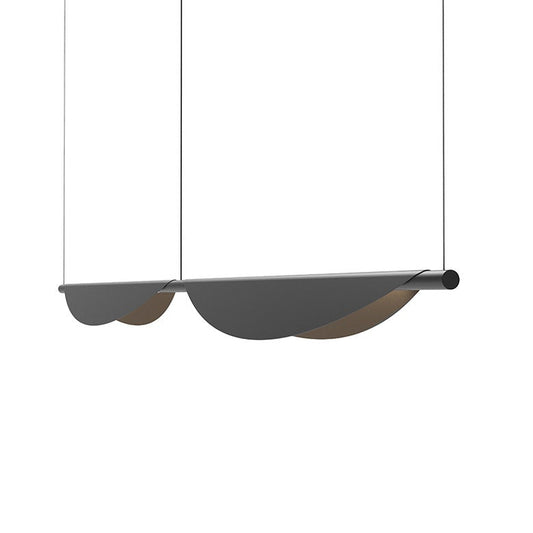 SONNEMAN Tela 79" 2-Light LED Satin Black Metal Shade Double Pendant Light