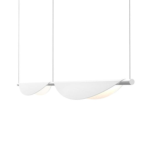 SONNEMAN Tela 79" 2-Light LED Satin White Metal Shade Double Pendant Light