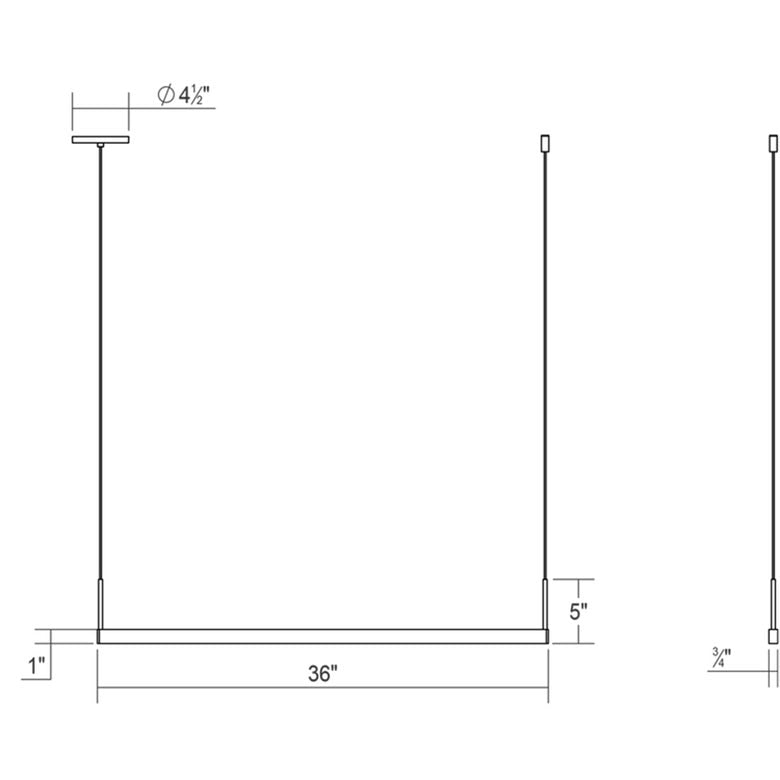 SONNEMAN Thin-Line 36" 1-Light LED One Sided Satin White Optical Acrylic Shade Linear Suspension Pendant Light