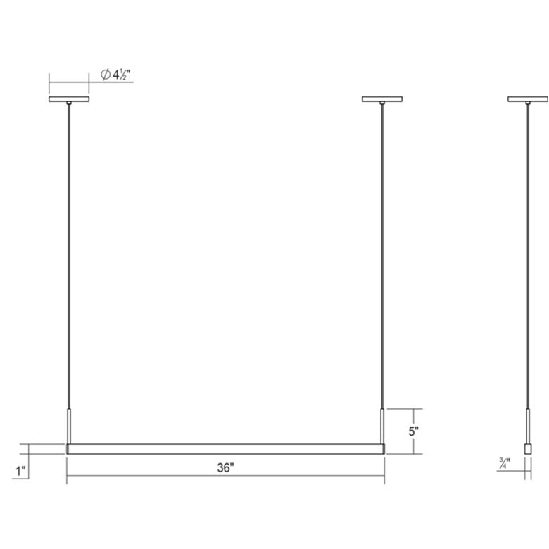 SONNEMAN Thin-Line 36" 2-Light LED Two Sided Bright Satin Aluminum Optical Acrylic Shade Linear Suspension Pendant Light