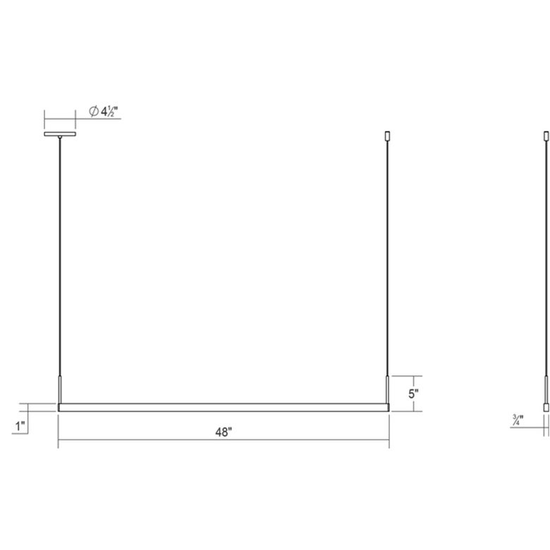 SONNEMAN Thin-Line 48" 1-Light LED 3500K One Sided Satin White Optical Acrylic Shade Linear Suspension Pendant Light