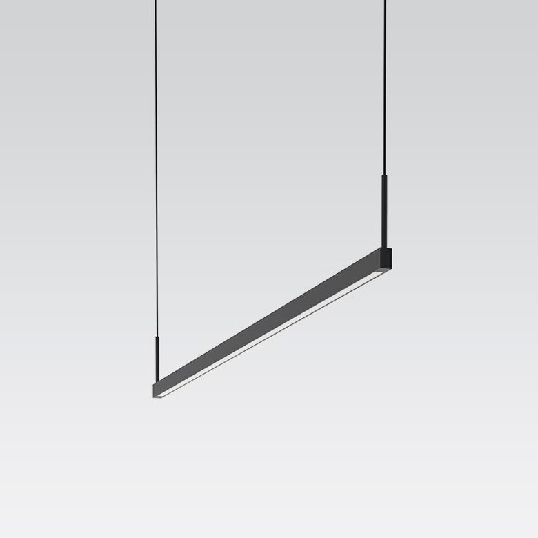 SONNEMAN Thin-Line 48" 1-Light LED One Sided Satin Black Optical Acrylic Shade Linear Suspension Pendant Light With 20FT Cord Length