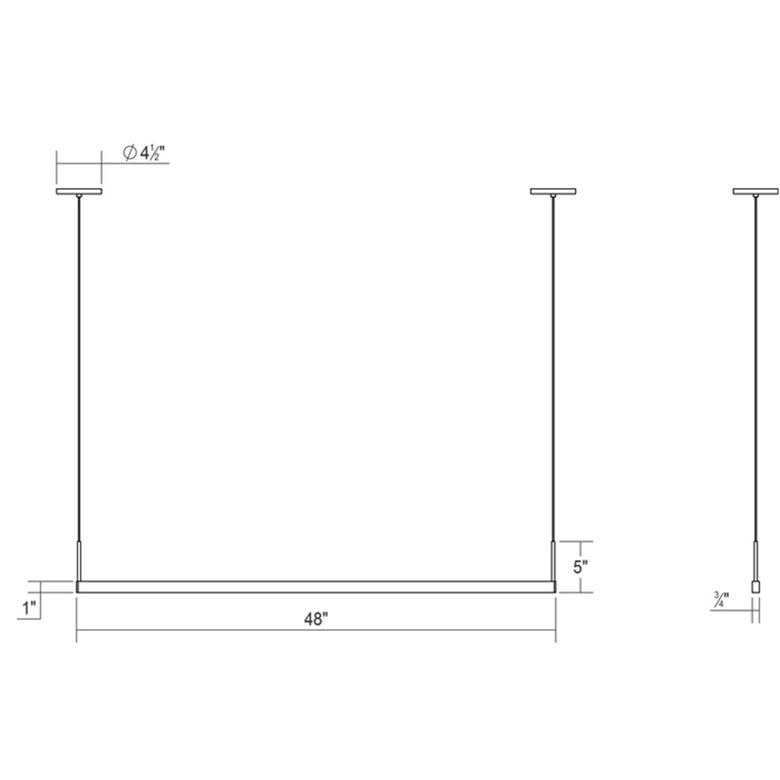 SONNEMAN Thin-Line 48" 2-Light LED 2700K Two Sided Bright Satin Aluminum Optical Acrylic Shade Linear Suspension Pendant Light