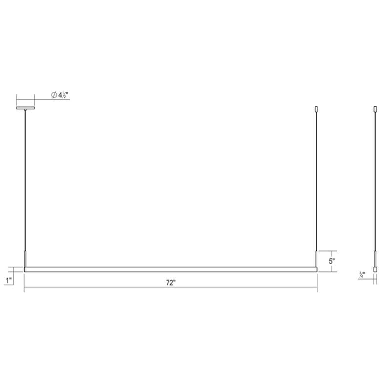 SONNEMAN Thin-Line 72" 1-Light LED One Sided Bright Satin Aluminum Optical Acrylic Shade Linear Suspension Pendant Light