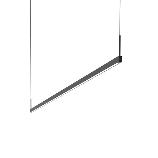 SONNEMAN Thin-Line 72" 1-Light LED One Sided Satin Black Optical Acrylic Shade Linear Suspension Pendant Light With 20FT Cord Length