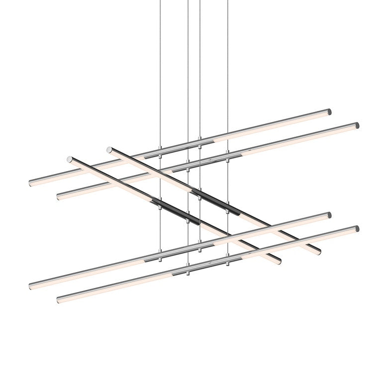 SONNEMAN Tik-Tak 12-Light LED Stack 3-Tier Polished Chrome Optical Acrylic Shade Chandelier