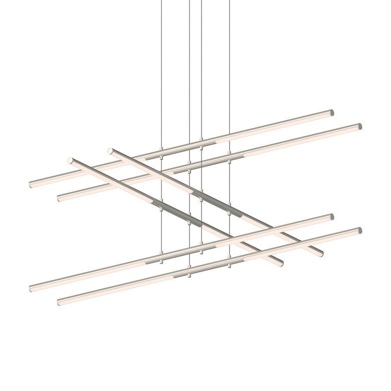 SONNEMAN Tik-Tak 12-Light LED Stack 3-Tier Satin Nickel Optical Acrylic Shade Chandelier