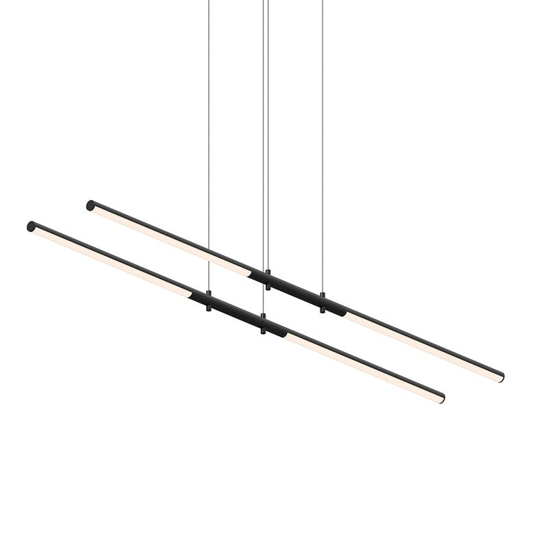 SONNEMAN Tik-Tak 2-Light LED Tandem Satin Black Optical Acrylic Shade Chandelier