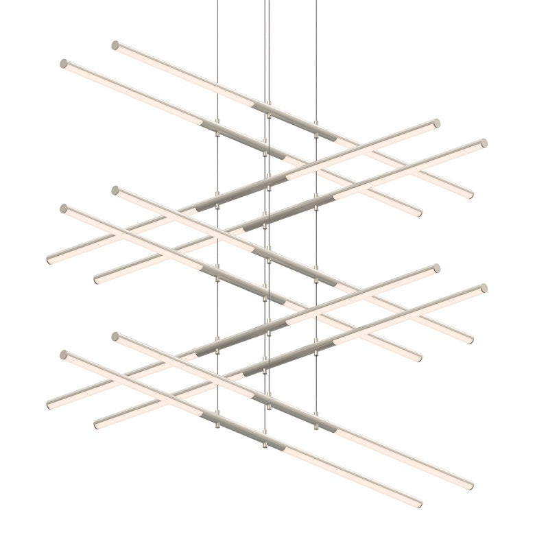 SONNEMAN Tik-Tak 20-Light LED Stack 5-Tier Satin Nickel Optical Acrylic Shade Chandelier