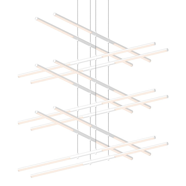 SONNEMAN Tik-Tak 24-Light LED Stack 6-Tier Satin White Optical Acrylic Shade Chandelier