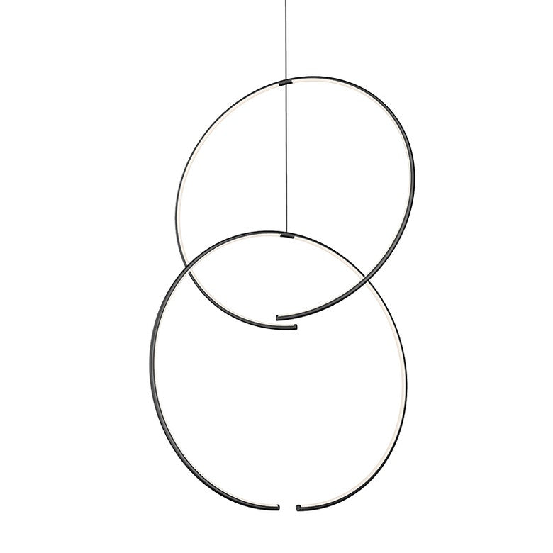 SONNEMAN Torc 2-Light LED Satin Black Optical Silicone Shade Double Pendant Chandelier