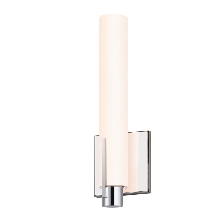SONNEMAN Tubo Slim 12" Integral LED Polished Chrome Tubular Etched Glass Shade Spine Trim Wall Sconce