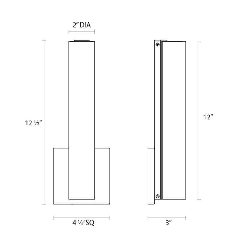 SONNEMAN Tubo Slim 12" Integral LED Satin Nickel Tubular Etched Glass Shade Flat Panel Wall Sconce