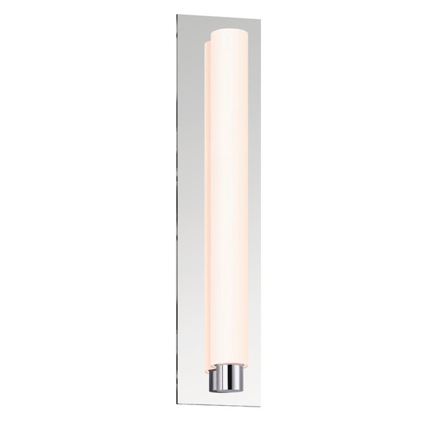 SONNEMAN Tubo Slim 18" Integral LED Polished Chrome Tubular Etched Glass Shade Drum Trim Wall Sconce