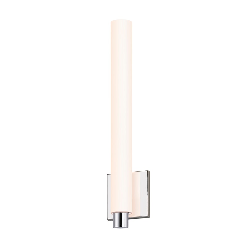 SONNEMAN Tubo Slim 18" Integral LED Polished Chrome Tubular Etched Glass Shade Drum Trim Wall Sconce