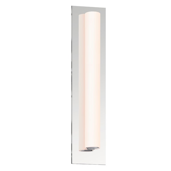 SONNEMAN Tubo Slim 18" Integral LED Polished Chrome Tubular Etched Glass Shade Flat Trim Wall Sconce