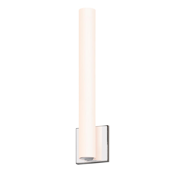 SONNEMAN Tubo Slim 18" Integral LED Polished Chrome Tubular Etched Glass Shade Flat Trim Wall Sconce