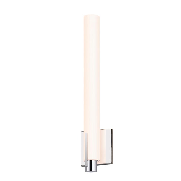 SONNEMAN Tubo Slim 18" Integral LED Polished Chrome Tubular Etched Glass Shade Spine Trim Wall Sconce
