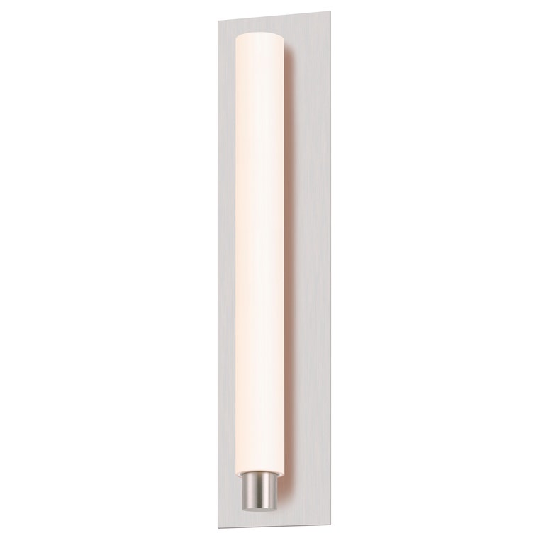 SONNEMAN Tubo Slim 18" Integral LED Satin Nickel Tubular Etched Glass Shade Drum Trim Wall Sconce