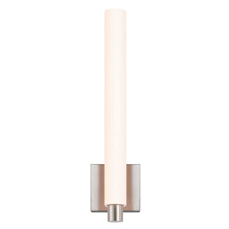 SONNEMAN Tubo Slim 18" Integral LED Satin Nickel Tubular Etched Glass Shade Drum Trim Wall Sconce