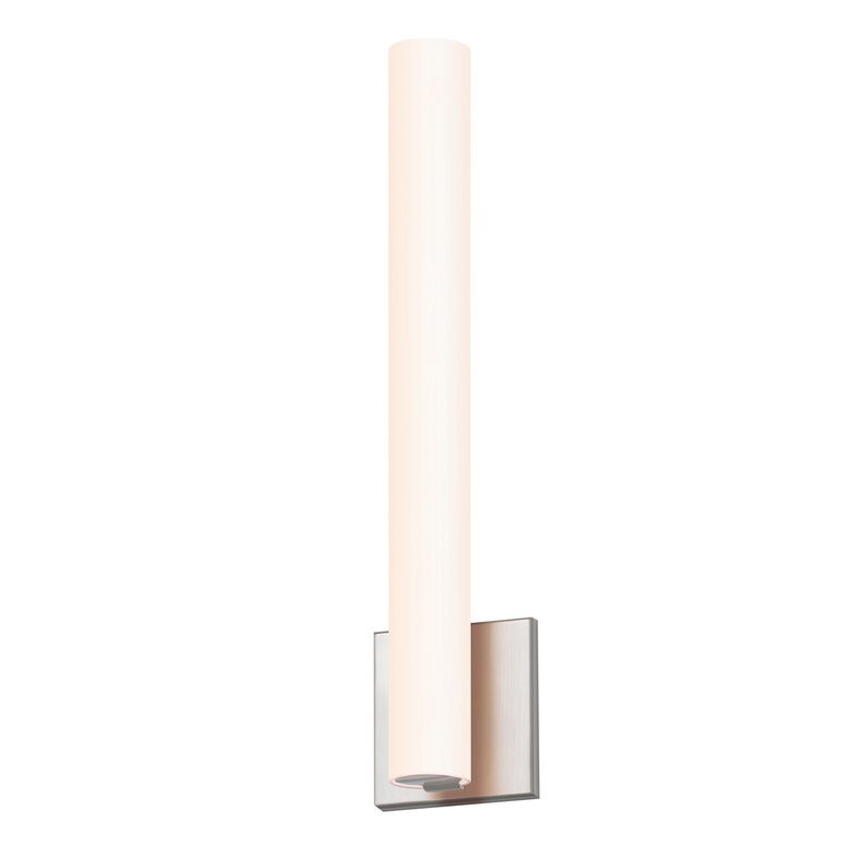 SONNEMAN Tubo Slim 18" Integral LED Satin Nickel Tubular Etched Glass Shade Flat Trim Wall Sconce