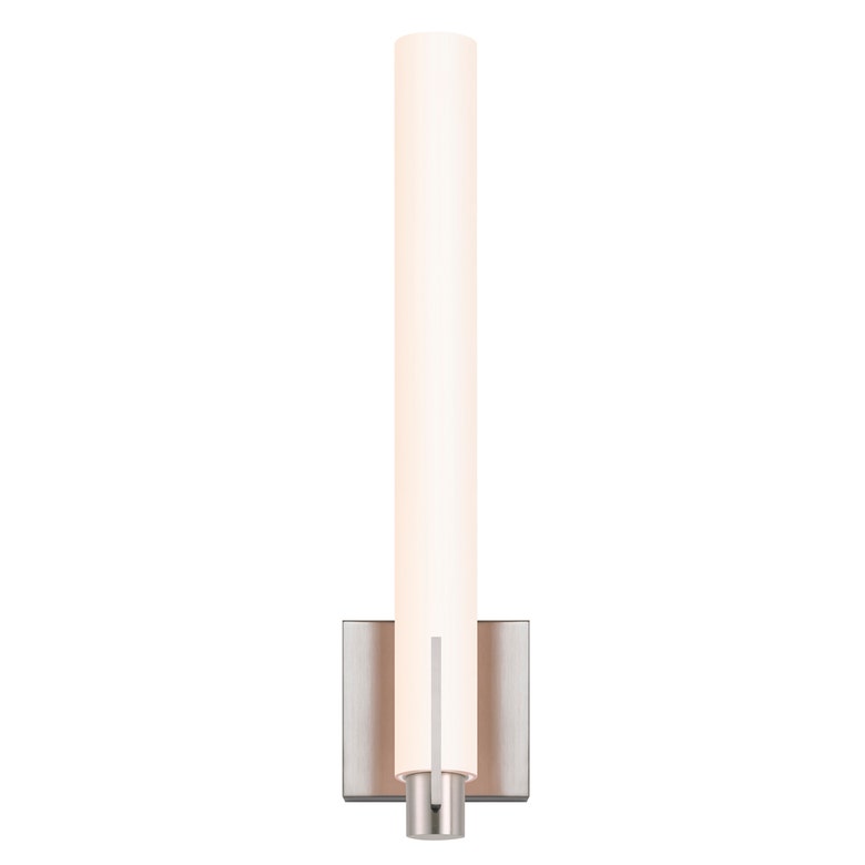 SONNEMAN Tubo Slim 18" Integral LED Satin Nickel Tubular Etched Glass Shade Spine Trim Wall Sconce