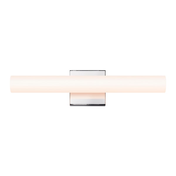 SONNEMAN Tubo Slim 18" LED Polished Chrome Tubular Etched Glass Shade Flat Trim Shape Vanity Bath Bar Lighting