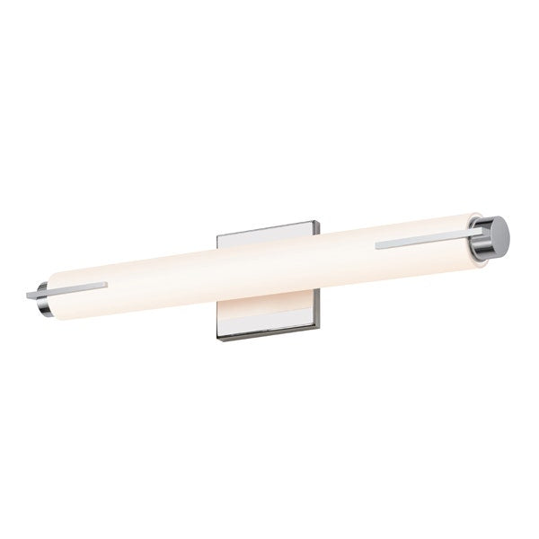 SONNEMAN Tubo Slim 18" LED Polished Chrome Tubular Etched Glass Shade Spine Trim Shape Vanity Bath Bar Lighting