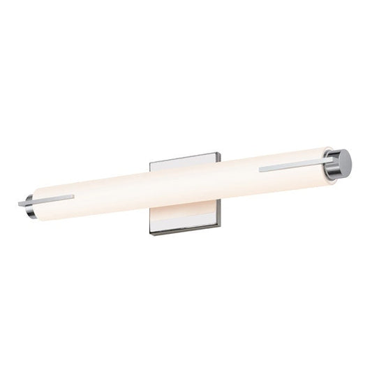 SONNEMAN Tubo Slim 18" LED Polished Chrome Tubular Etched Glass Shade Spine Trim Shape Vanity Bath Bar Lighting