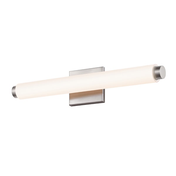 SONNEMAN Tubo Slim 18" LED Satin Nickel Tubular Etched Glass Shade Drum Trim Shape Vanity Bath Bar Lighting