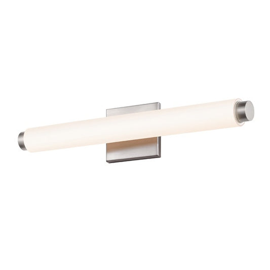 SONNEMAN Tubo Slim 18" LED Satin Nickel Tubular Etched Glass Shade Drum Trim Shape Vanity Bath Bar Lighting